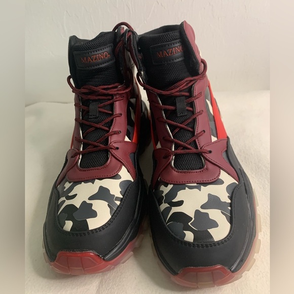 Mazino Wonderstone Sneakers Fashion Camo Sz 11 Mens High Top Burgundy 175 - Picture 8 of 15